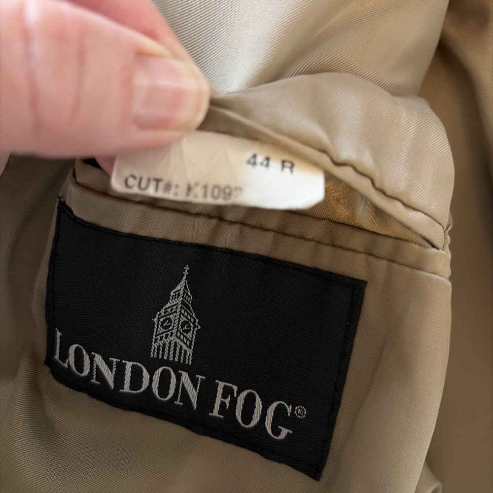 Vintage London Fog Mens 44 Long Wool Overcoat Tan Classic City Office Business - Picture 7 of 16